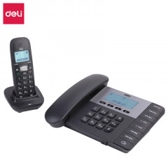 得力（deli)电话机座机 固定电话 办公家用 子母机 停电可用 子机内部通话 33886黑